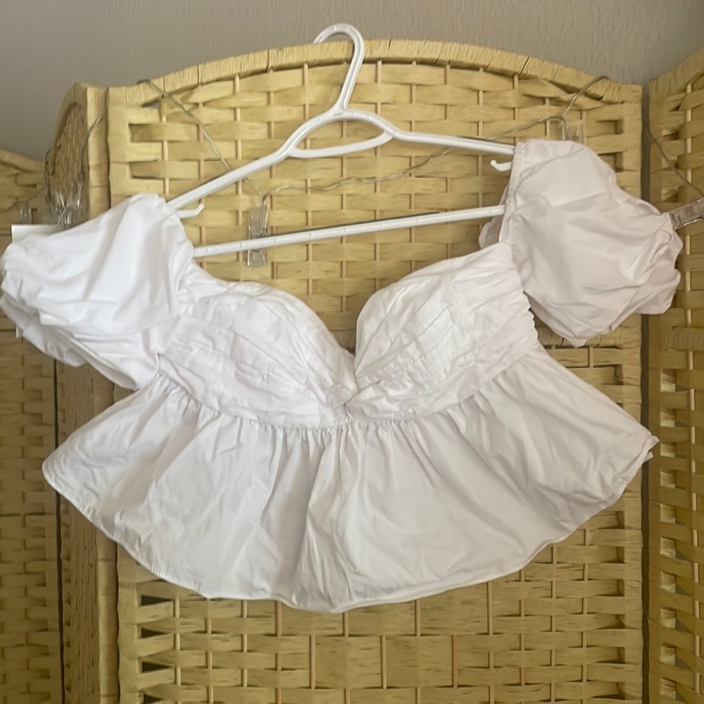 White Puffed Sleeves Zara Cropped Top